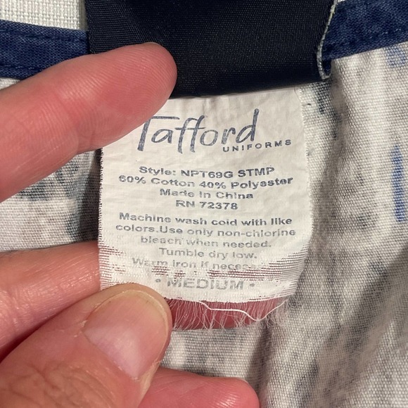 Tafford Blue Grey Aztec‎ Print Medium Scrub Top Poly Cotton Pre-owned - Picture 5 of 7